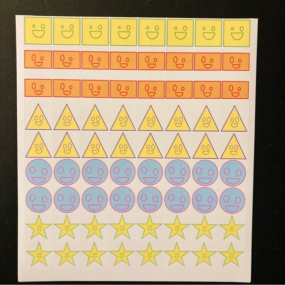72 Happy Silly Shape 1in Stickers - Picture 1 of 1